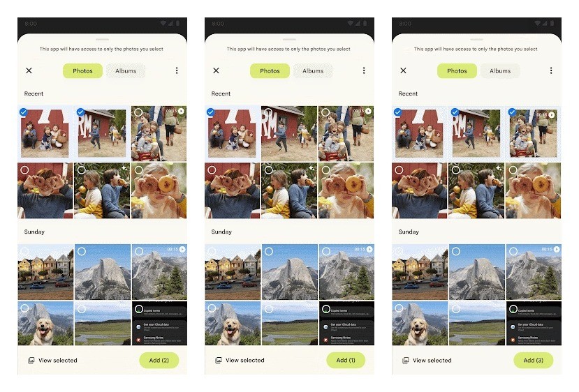 Selector de fotos de Android 13 Nueva interfaz de usuario