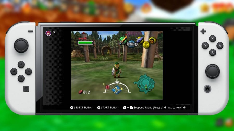 Un modelo Switch OLED muestra una captura de pantalla de The Legend of Zelda Majora's Mask 