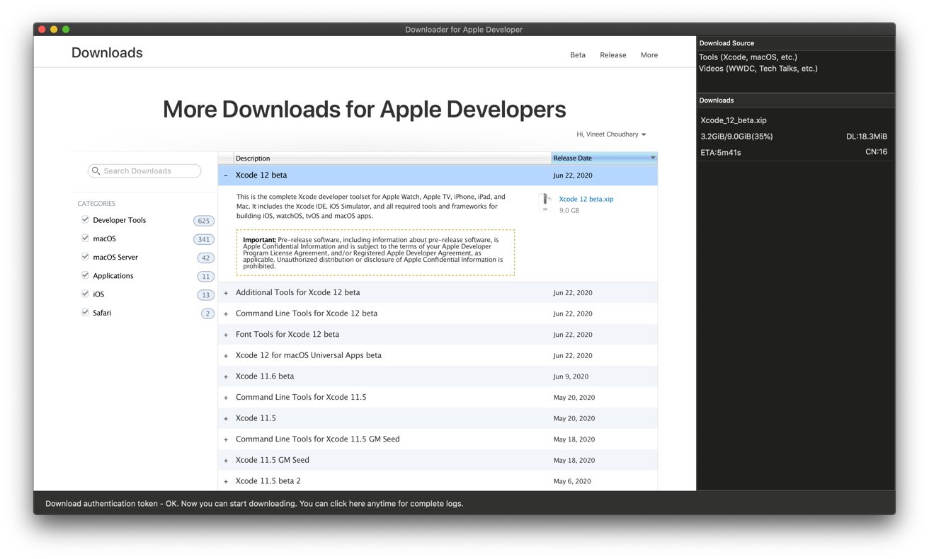 El uso de Downloader para desarrolladores de Apple para obtener Xcode puede ser hasta 16 veces más rápido que la descarga normal de Apple. 