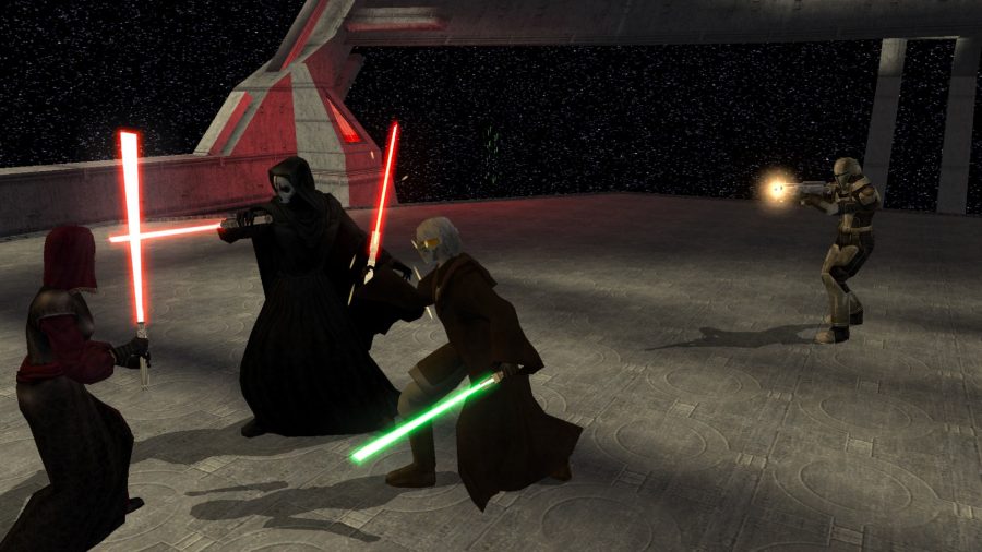 Un duelo con sables de luz en Star Wars: Knights of the Old Republic 2