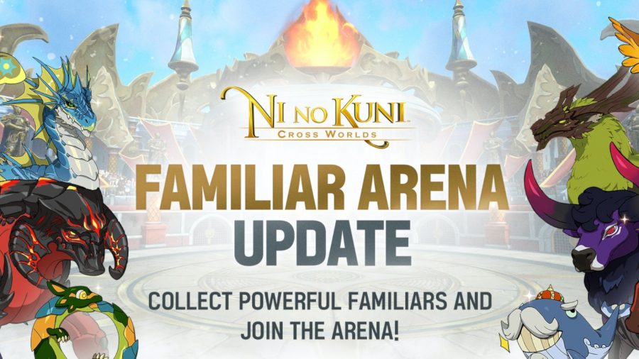 Arte clave que anuncia la actualización de los familiares Ni no Kuni con personajes del juego