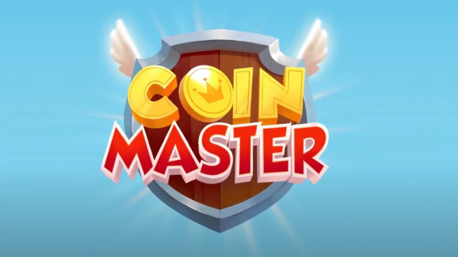 El logo de Coin Master sobre un fondo azul
