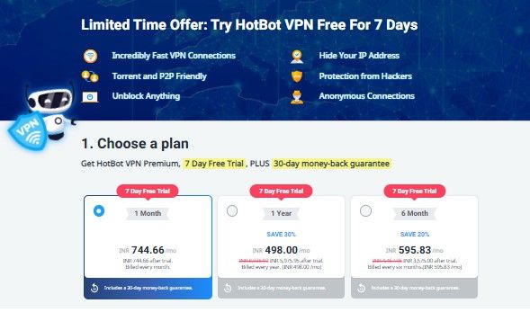 Planes y precios de HotBot VPN