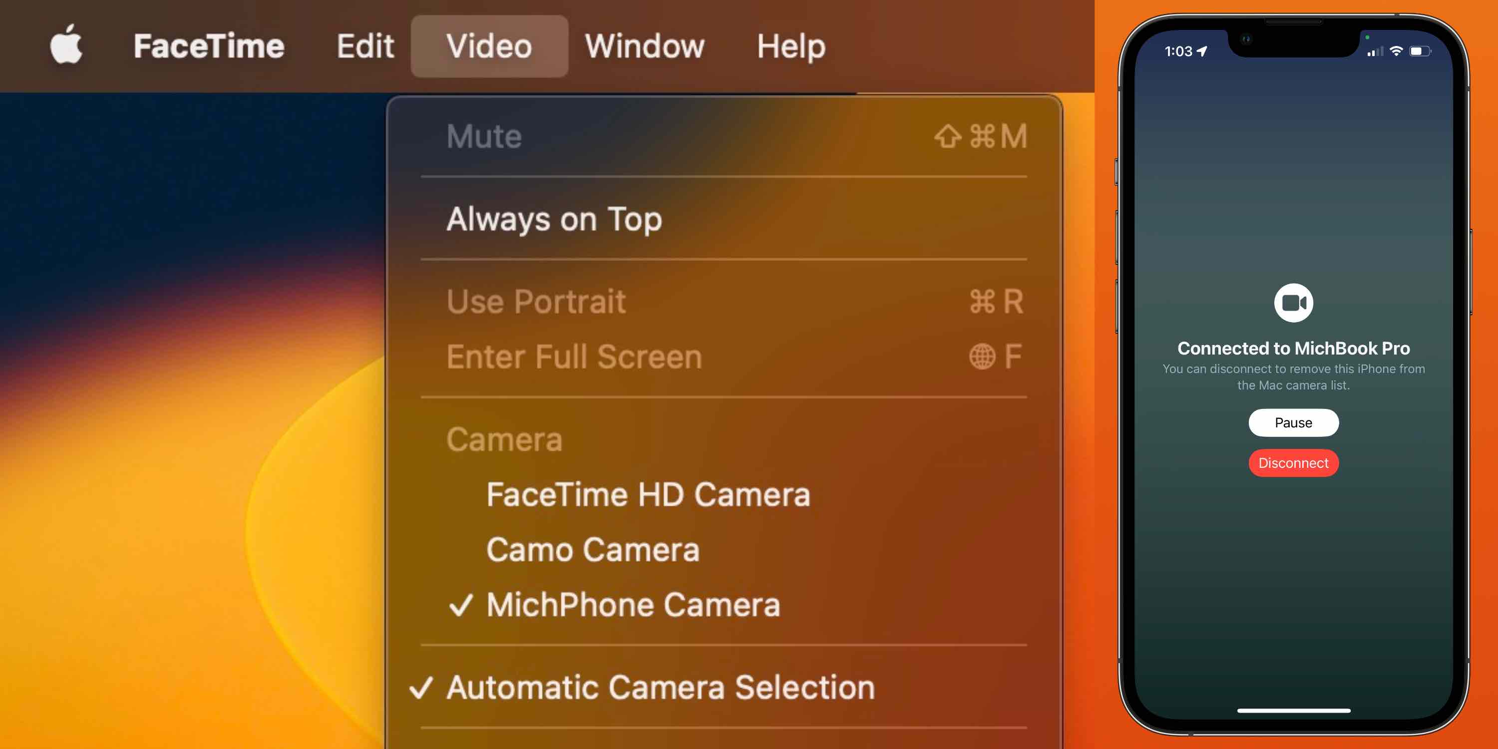 iPhone como cámara de paso de cámara web Mac 2