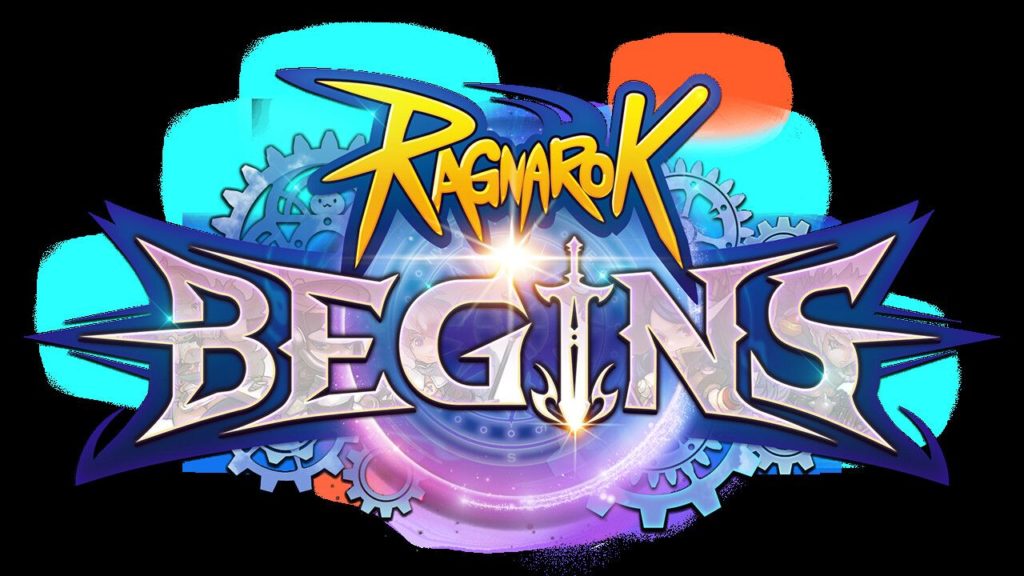 La imagen presenta el logotipo de Ragnarok Begins sobre toques de color.