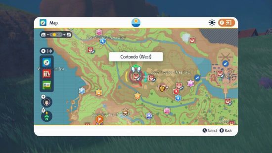Pokemon Scarlet y Violet Eevee: Un mapa de Paldea es visible 