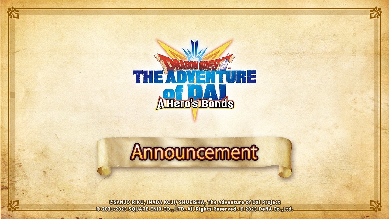 Dragon Quest the Adventure of Dai: A Hero's Bonds se retirará este abril
