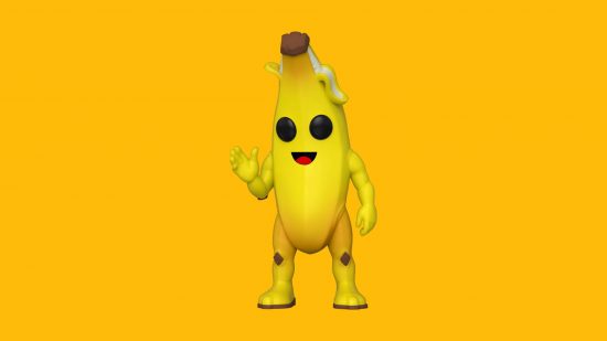 Personajes de Fortnite: la figura de un personaje de Fortnite se ve sobre un fondo amarillo.