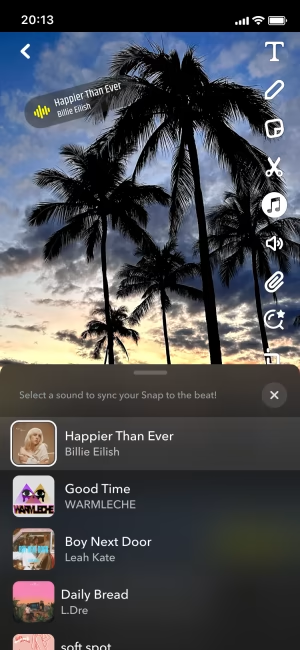 Sincronización de sonido de Snapchat