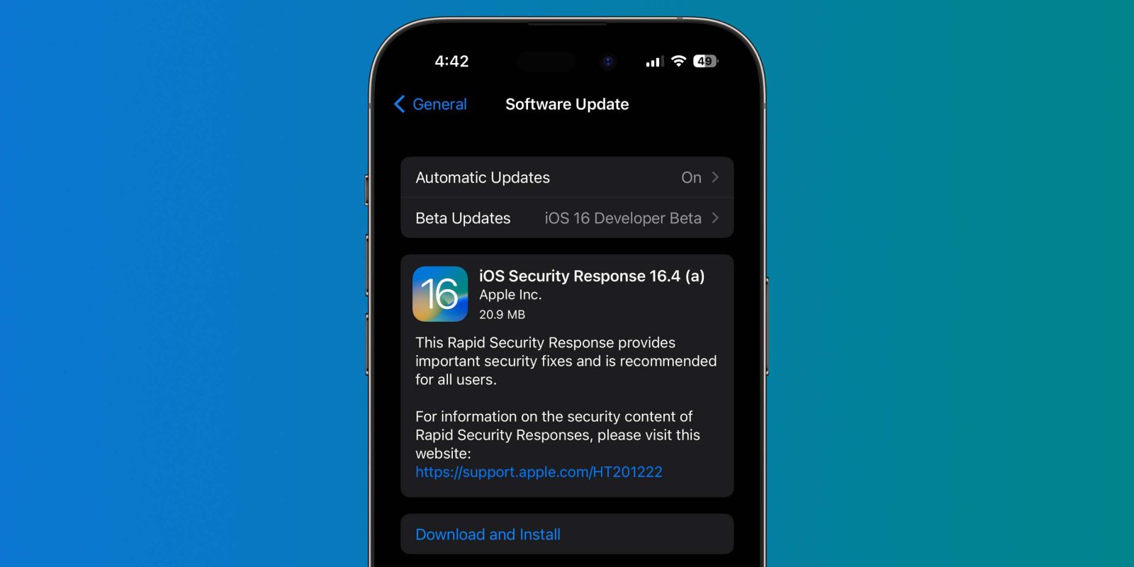 iOS 16.4 venció a Rapid Security Res