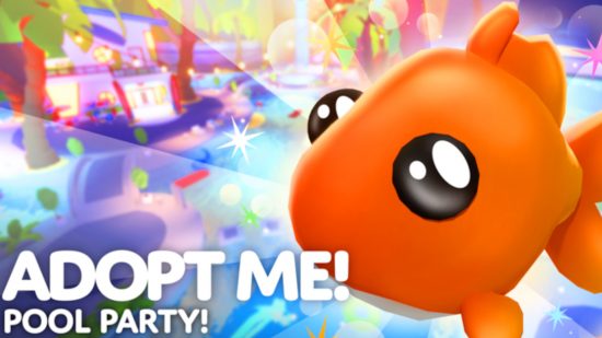 Actualización de Adopt Me: un gráfico de la página de Adopt Me que muestra la nueva mascota Goldfish con el texto 