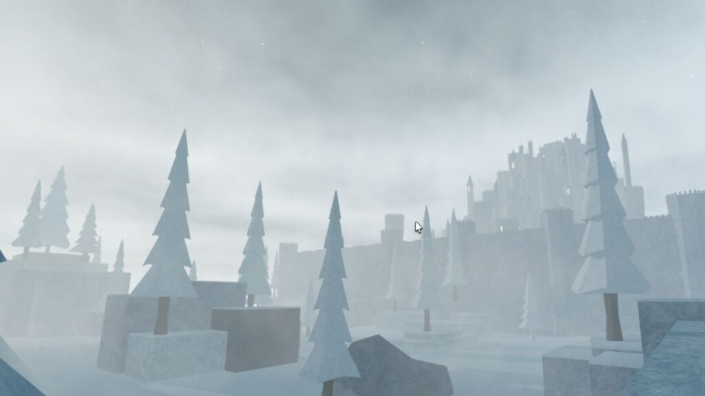 Imagen destacada de nuestra lista de niveles Type Soul Resurrection.  Muestra una captura de pantalla del juego con un castillo nevado en la cima de una montaña.